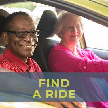 Aging adults in Northern Virginia, find transportation through NV Rides Partners. A happy volunteer driver with her smiling passenger. Both are delighted because transportation for seniors is now solved!